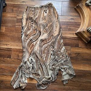 Cache 100% Silk Sequin Beaded Asymmetrical Zebra Print Skirt